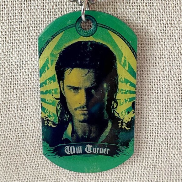 𝅺Orlando Bloom Will Turner Disney Licensed Dog Tag Necklace EUC - Picture 1 of 6